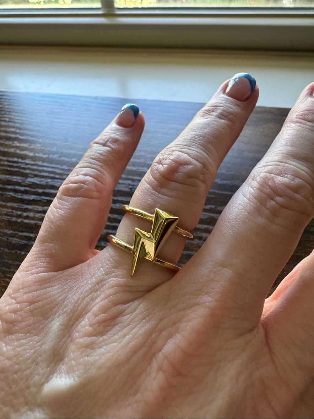 Kendra Scott Gold Lightning Bolt Split Band Statement Ring Size 7